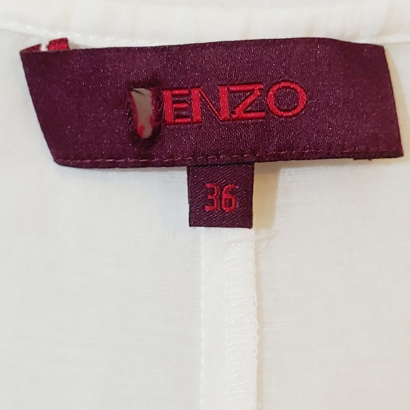 KENZO Silk/Linen Blend Sheer Hand Painted Blouse - Picture 7 of 7